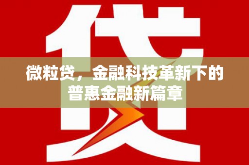 平和微粒贷，金融科技革新下的普惠金融新篇章