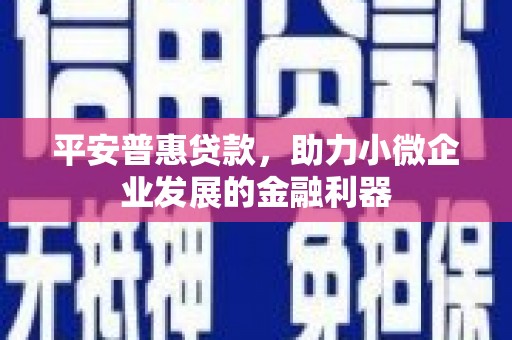 平和平安普惠贷款，助力小微企业发展的金融利器